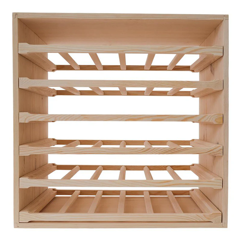 Vinhylle i tre for 36 flasker | Romslig lagring med skuffer | 60x60x30 cm