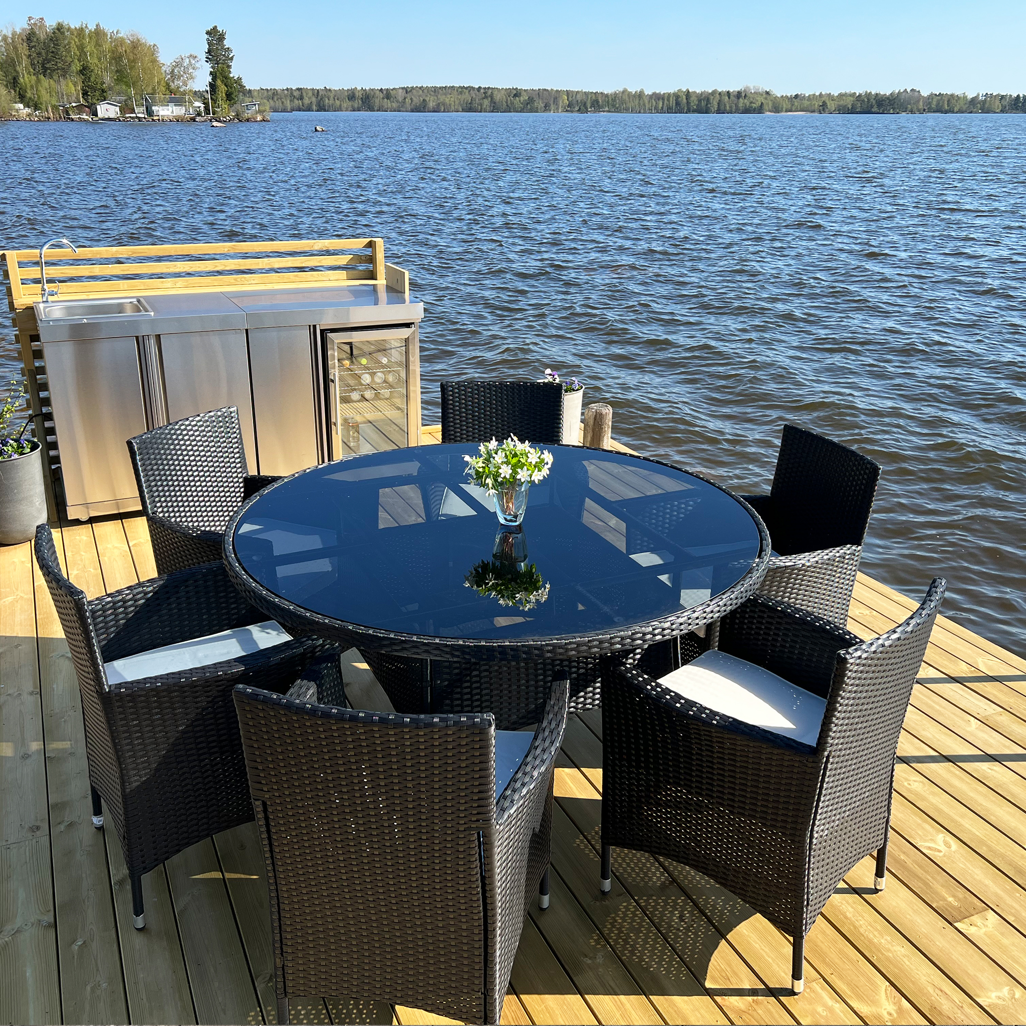 Rund utend�rs spisegruppe | 6 stoler | Puter inkludert | Lyfco Tylesand