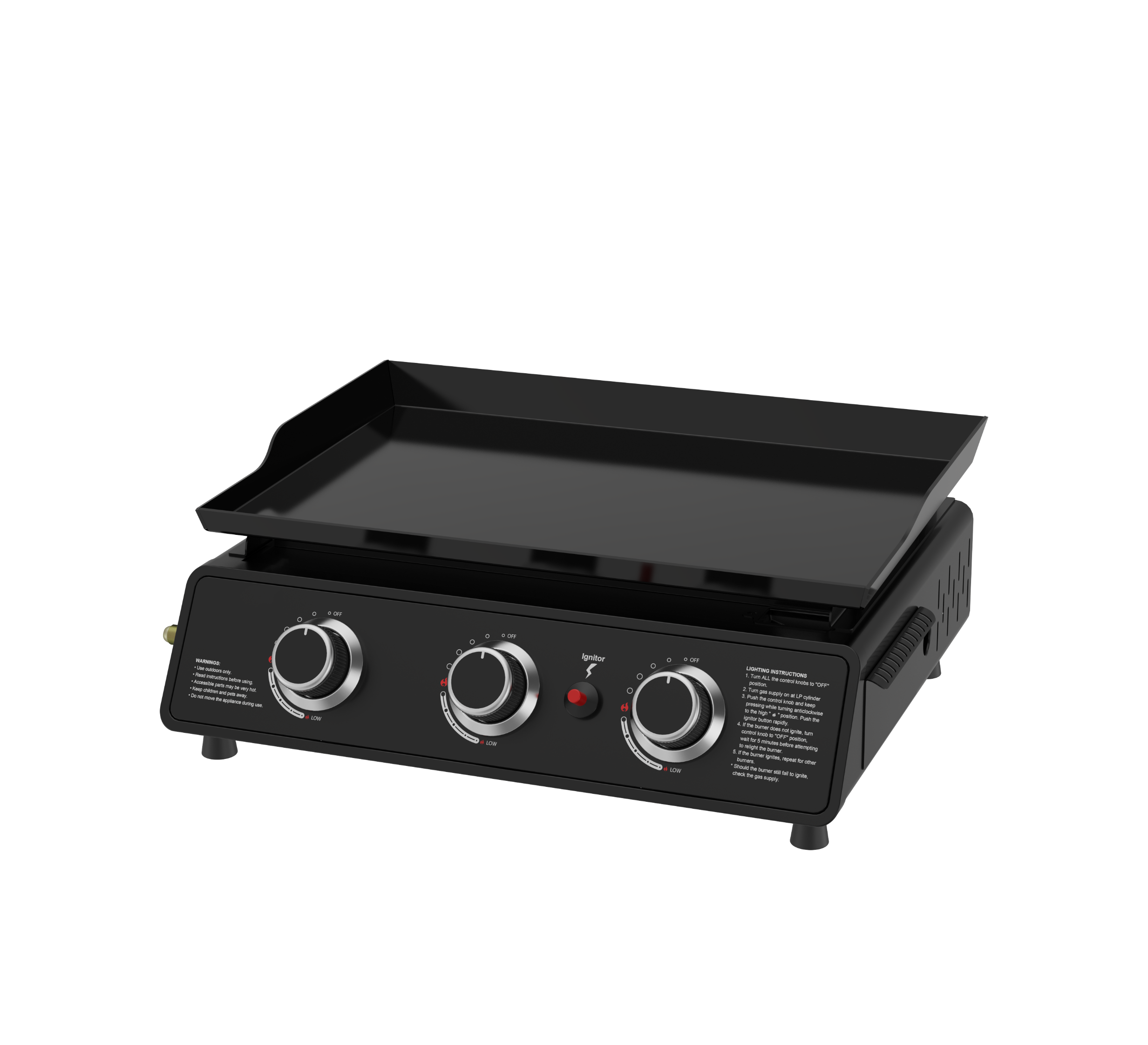 Portabel stekehelle | Stekebord med 3 brennere for enkel og fleksibel grilling | CampMate