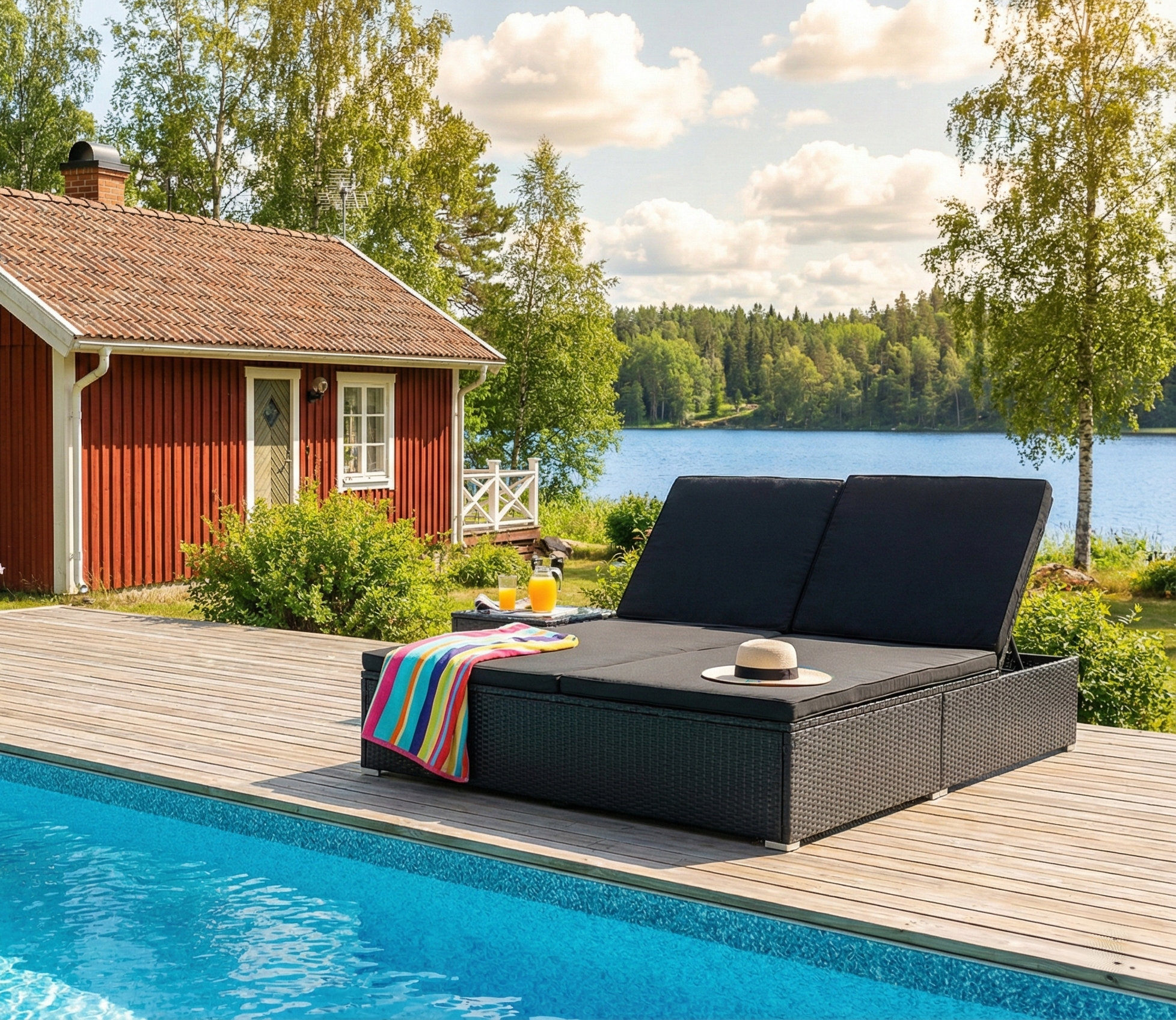 Solseng 200 × 160 cm – Ekstra bred solseng i svart | Glyxnäs Solseng 200 × 160 cm – Ekstra bred solseng i svart | Glyxnäs