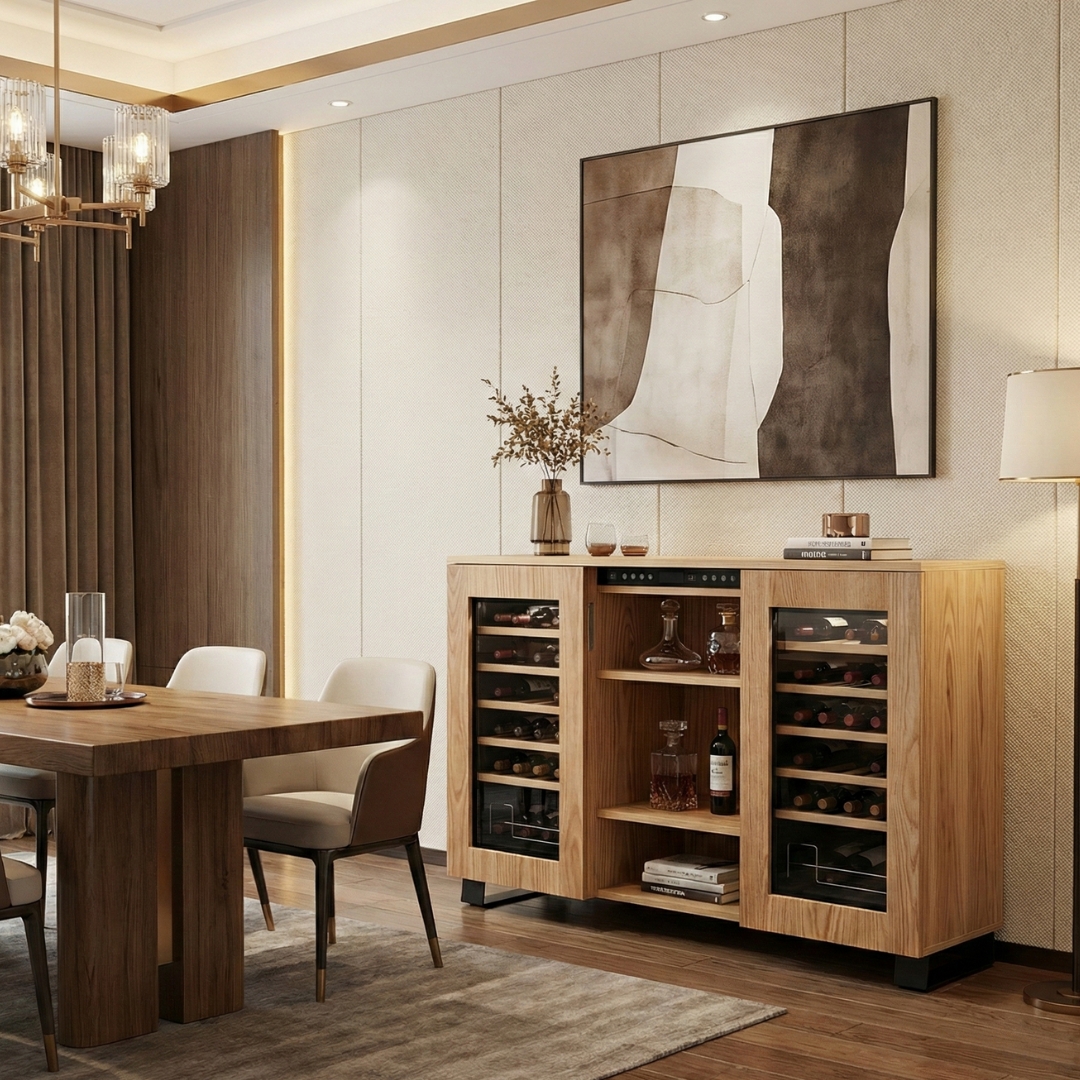 Vinskap med doble temperatursoner � Twin vinskap for 24 flasker med LED-belysning