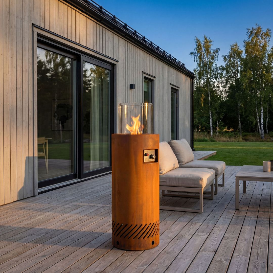Gasdrevet eldsted i cortenstål | For utemiljø | Fredrika Gasdrevet eldsted i cortenstål | For utemiljø | Fredrika