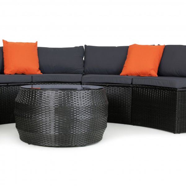 Stor rund loungesett med innebygd oppbevaring til puter - 6 sitteplasser Stor rund loungesett med innebygd oppbevaring til puter - 6 sitteplasser