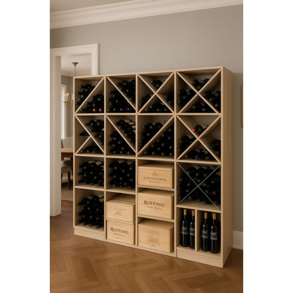 Vinreol for 79 Vinflasker i Naturlig Furu | Moderne Vinoppbevaring for Hjemmet