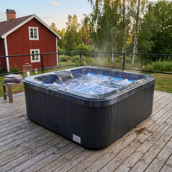 Spabad 190x190 cm for 4�6 personer | Zeus Blackline med Balboa� og Lucite�