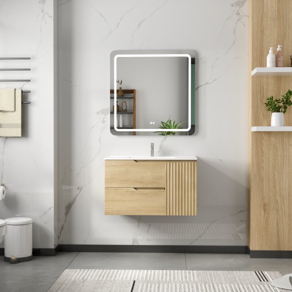 Baderomspakke | Kommode 80cm | Rektangul�rt LED-speil | Milan