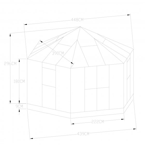 Orangeri og lysthus 12,6 m² | Sekskantet drivhus | 4 mm sikkerhetsglass Orangeri og lysthus 12,6 m² | Sekskantet drivhus | 4 mm sikkerhetsglass