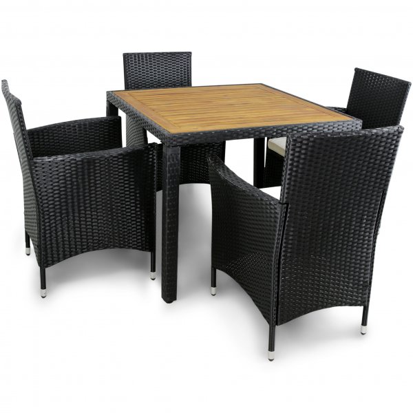 Liten spisegruppe hagemøbler i kunstrotting med 4 stoler Liten spisegruppe hagemøbler i kunstrotting med 4 stoler