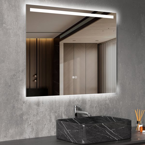 Baderomsspeil med LED-belysning og antiduggfunksjon