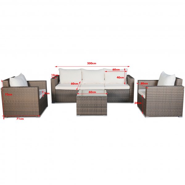 Loungegruppe i brun konstrotting | Hagem�bler med sofa og bord | Lyfco Huvudsk�r