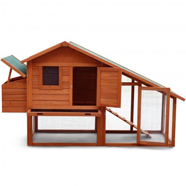 Stort hønsehus med hønsegård | Enkel rengjøring | Ferdig byggesett | 2x0,7x1,1m Stort hønsehus med hønsegård | Enkel rengjøring | Ferdig byggesett | 2x0,7x1,1m