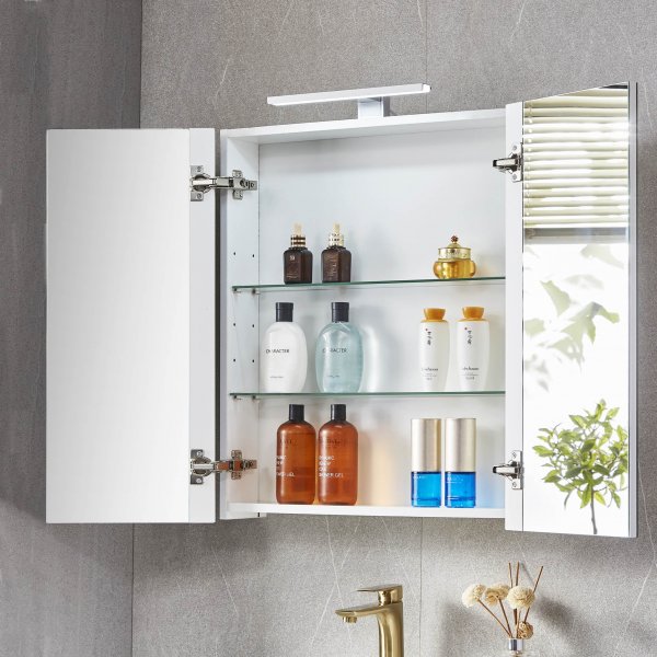 Speilskap 60x70cm | LED-belysning og doble speil Speilskap 60x70cm | LED-belysning og doble speil