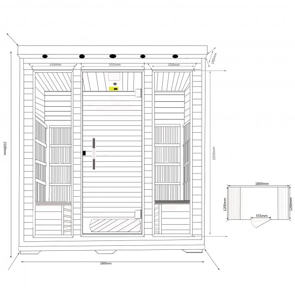 Infrarød sauna - 4 personer | Full høyde 210cm | Løyly Infrarød sauna - 4 personer | Full høyde 210cm | Løyly