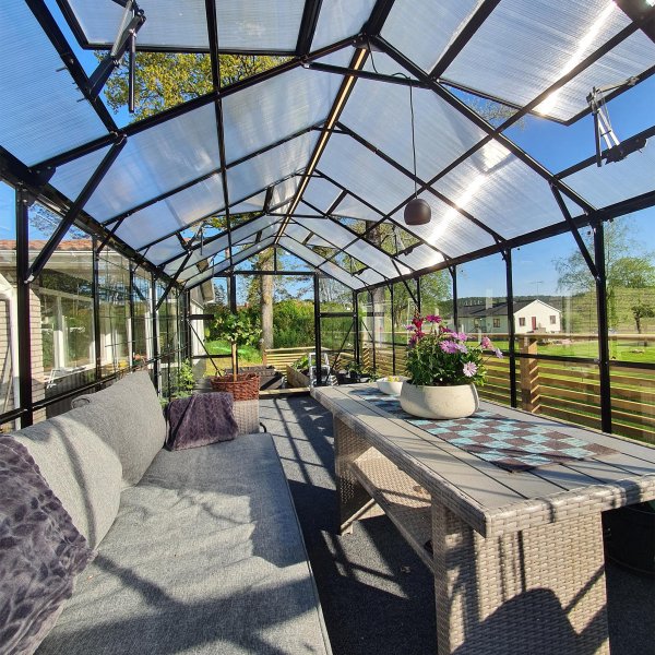 Drivhus 14,4m� | 4mm sikkerhetsglass | 5 �rs stormgaranti