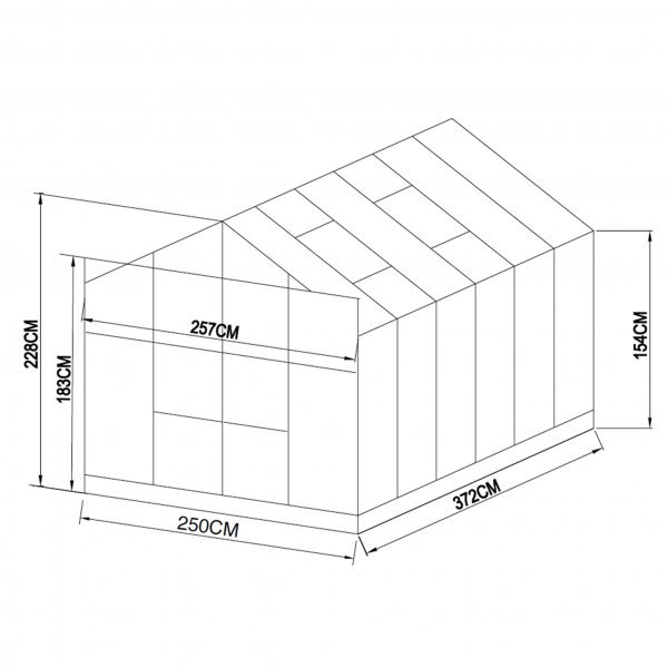 Drivhus 9,6 m | 4mm sikkerhetsglass | 5 rs stormgaranti