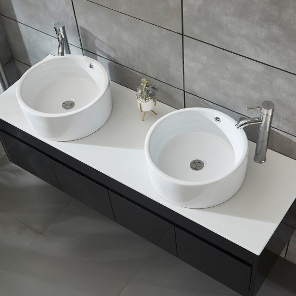 Baderomspakke 150cm | Kommode med dobbel vask og speil | Svart