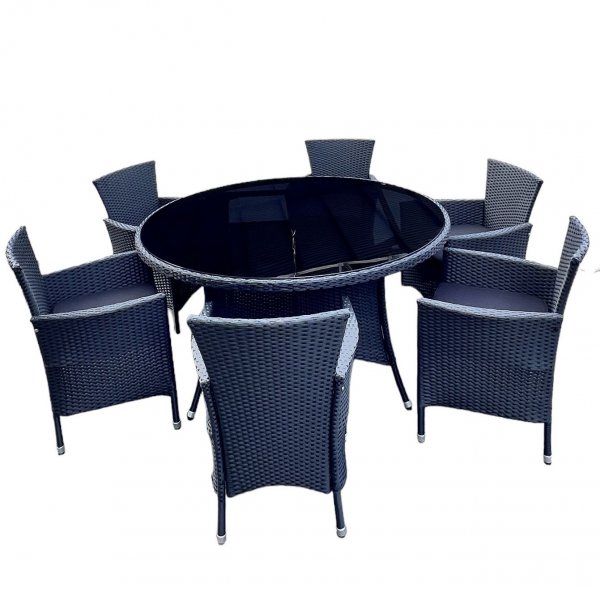 Rund utendørs spisegruppe | 6 stoler | Puter inkludert | Lyfco Tylesand Rund utendørs spisegruppe | 6 stoler | Puter inkludert | Lyfco Tylesand