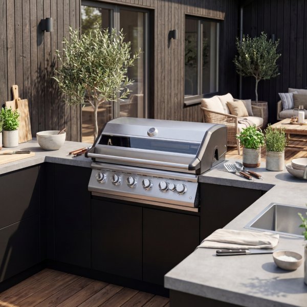 Rustfri gassgrill | 5 Brennere & Infrar�d Bakbrenner | Ohio