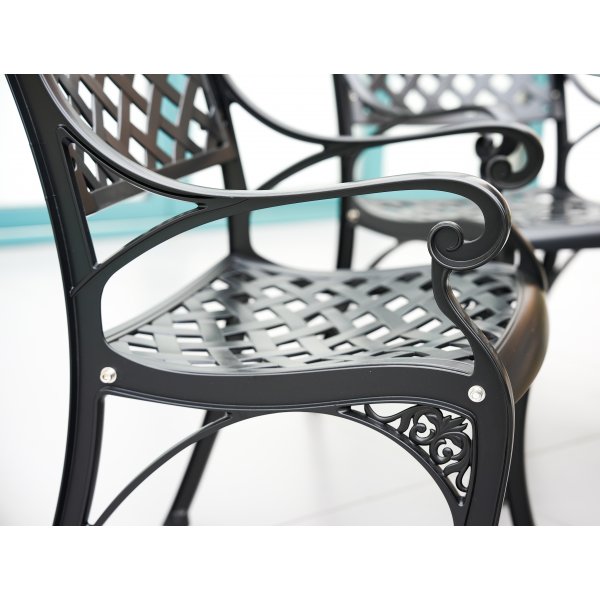 Rund hagemøbelgruppe i aluminium | Ø130 cm | 6 stoler | Svart Rund hagemøbelgruppe i aluminium | Ø130 cm | 6 stoler | Svart