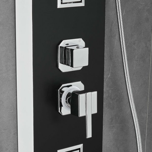 Dusjpanel i svart-hvitt rustfritt stål | Stella Dusjpanel i svart-hvitt rustfritt stål | Stella