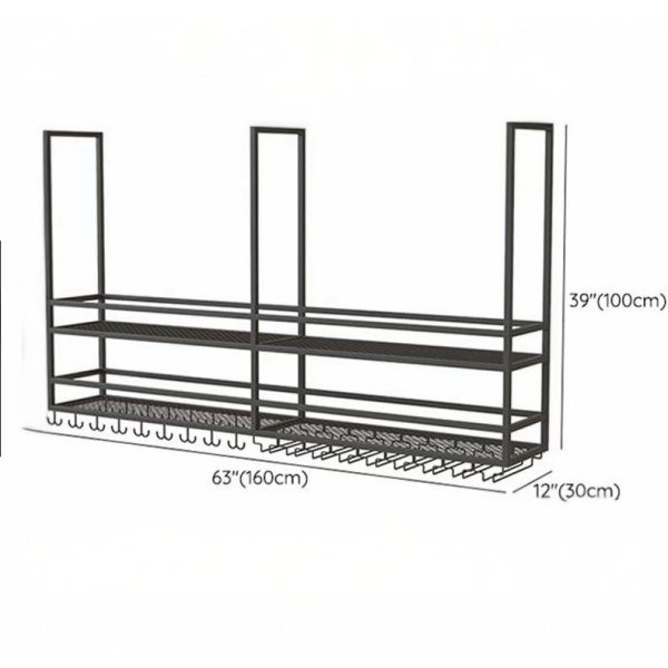 Takhengt vinhylle for kj�kken�y | Vin- og glassholder | 160 � 30 cm | Svart