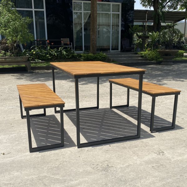 Bord med benker | Utendørs møbelsett Öja | Akasie | 4 sitteplasser Bord med benker | Utendørs møbelsett Öja | Akasie | 4 sitteplasser