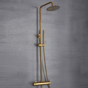 Takdusjsett i messing | 20x20 cm takdusj, h�nddusj, justerbar h�yde 83�119 cm