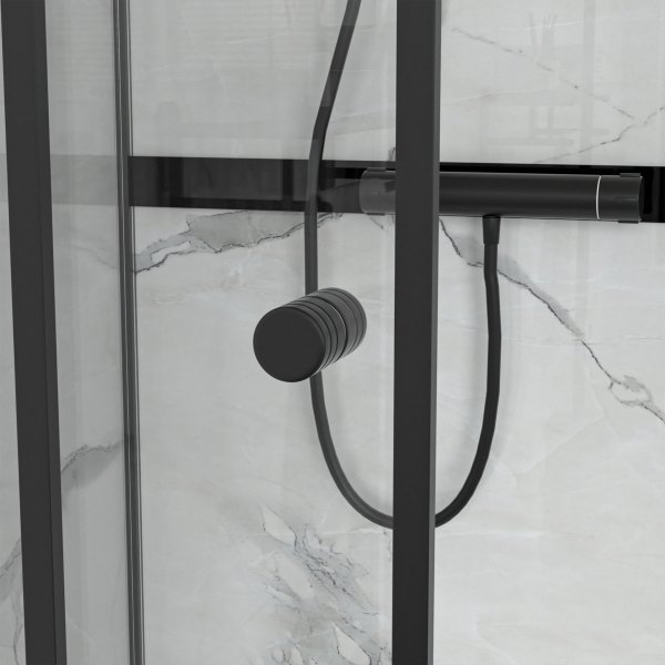 Dusjkabinett med sort ramme | Aluminium og 6mm sikkerhetsglass | Sara Dusjkabinett med sort ramme | Aluminium og 6mm sikkerhetsglass | Sara