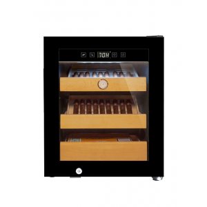 Sigarhumidør 34 L | Premium elektrisk humidør med kompressorkjøling | 3 hyller i bøk & UV-beskyttet glassdør Sigarhumidør 34 L | Premium elektrisk humidør med kompressorkjøling | 3 hyller i bøk & UV-beskyttet glassdør
