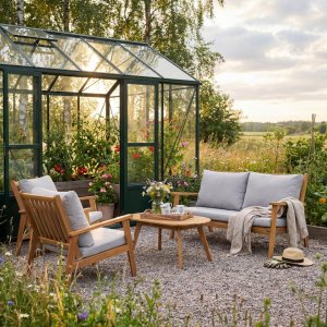 Loungegruppe i akasietre � loungesett for utend�rs bruk | Gr� puter