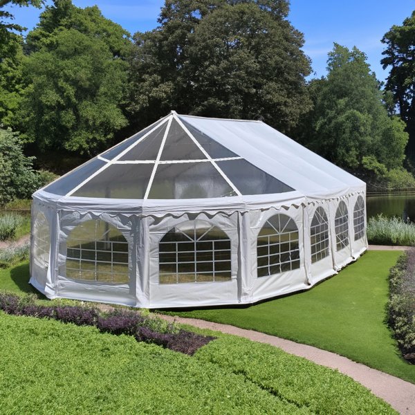 Premium partytelt 12 � 6,5 m | Vanntett, brannsikkert og UV-behandlet PVC