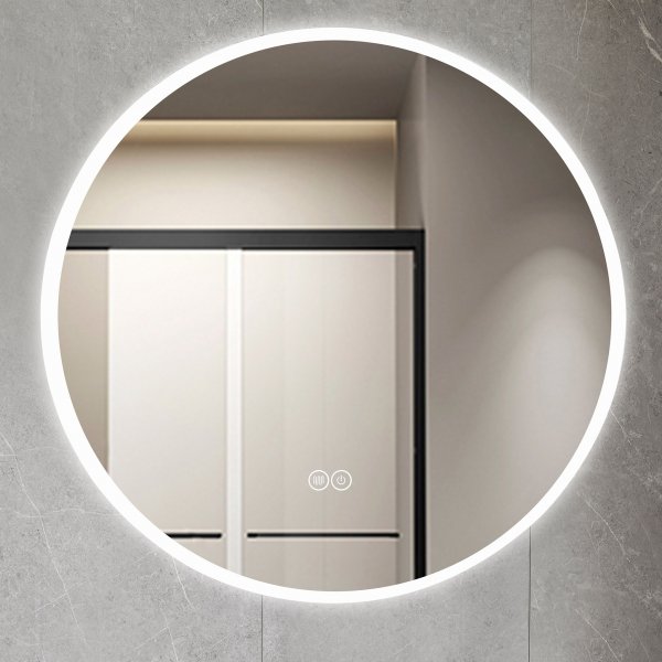 Rundt baderomsspeil 120cm | LED-lys og antidugg