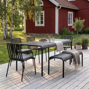Bord med benker | Utendørs møbelsett Öja | Akasie | 4 sitteplasser Bord med benker | Utendørs møbelsett Öja | Akasie | 4 sitteplasser