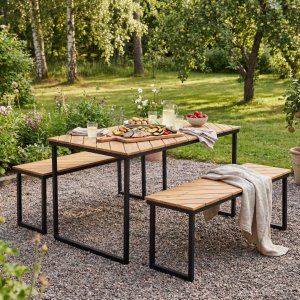 Bord med benker | Utend�rs m�belsett �ja | Akasie | 4 sitteplasser