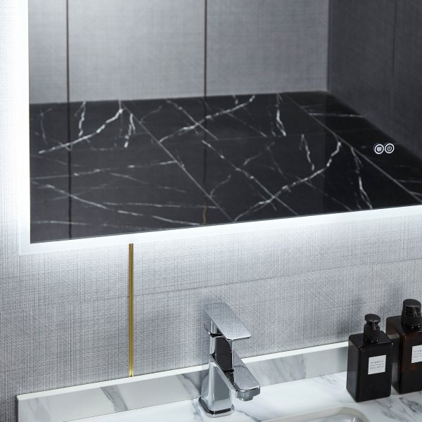 Stort speil med LED-belysning og antiduggfunksjon Stort speil med LED-belysning og antiduggfunksjon