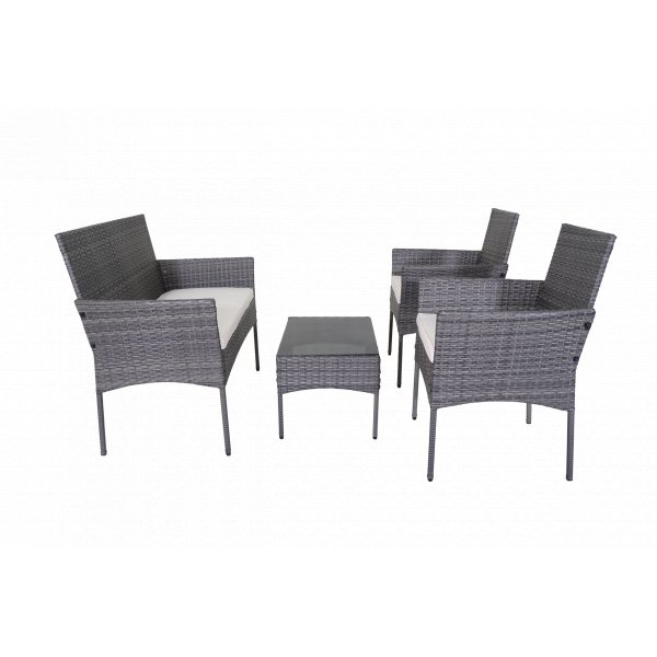 Balkongsett i gr�tt | Komplett m�belsett med bord og sitteplasser | Fj�llbacka