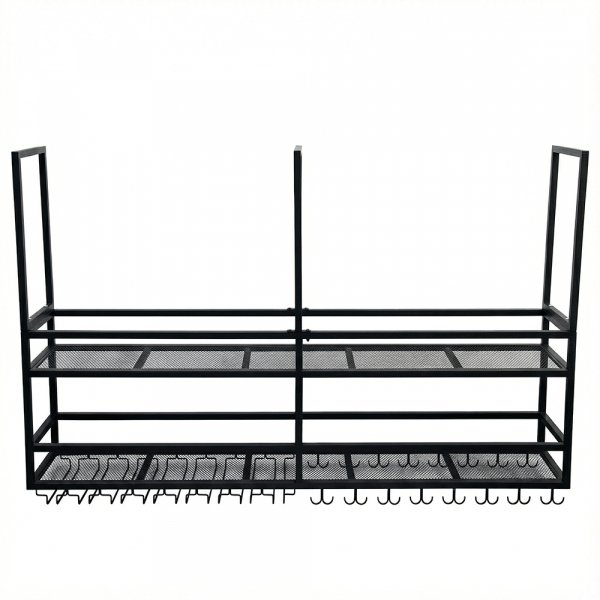 Takhengt vinhylle for kj�kken�y | Vin- og glassholder | 160 � 30 cm | Svart