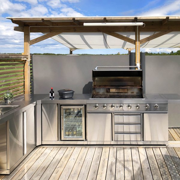 Stor rustfri gassgrill/utekjkken med varmluftsfunksjon | New Orleans