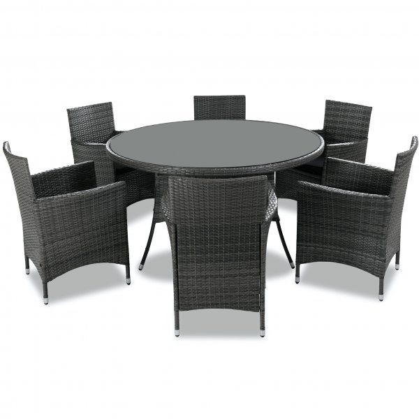 Rund utendørs spisegruppe | 6 stoler | Grå | Lyfco Tylösand Rund utendørs spisegruppe | 6 stoler | Grå | Lyfco Tylösand