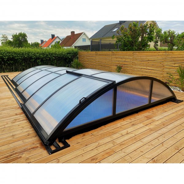 Bassengtak 3x6m med sidedør | Solid 4 mm polykarbonat | Svart Bassengtak 3x6m med sidedør | Solid 4 mm polykarbonat | Svart