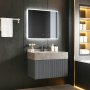 Baderomspakke 80cm | Slitesterk sintret stein | LED speil | Cirrus grå