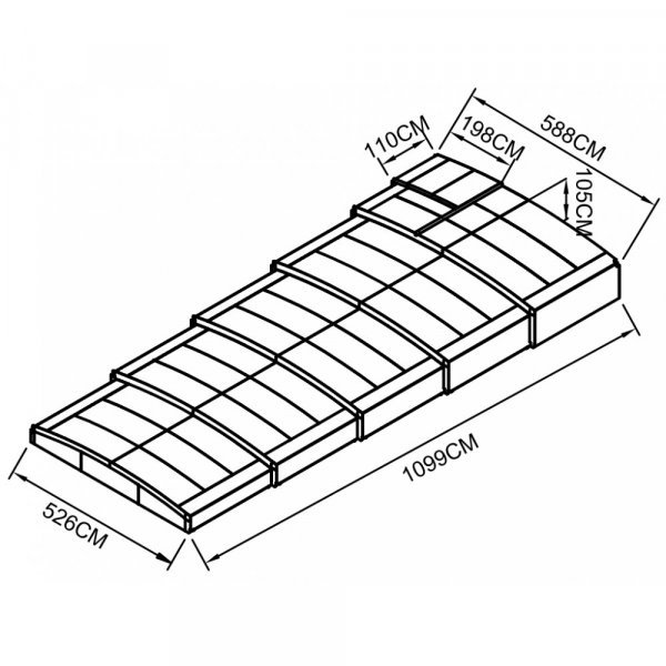 Bassengtak 5 � 10 m | Uten skinner | UV-beskyttelse | Fleksibel d�r