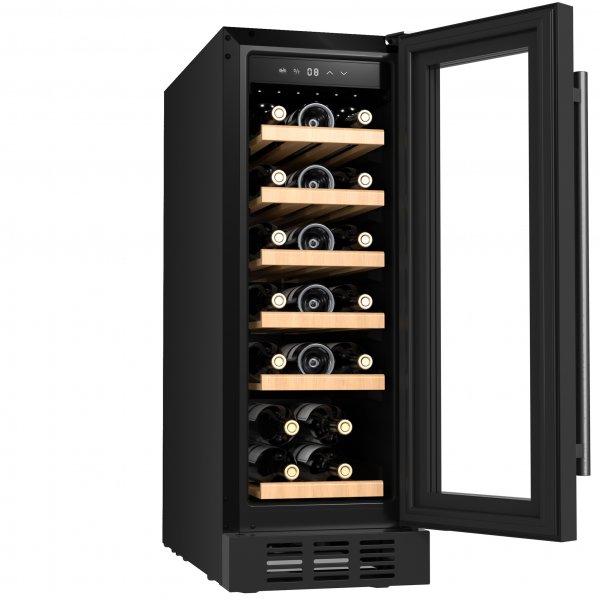 Innebygd vinkjøler 19 flasker | Ekstra stillegående | LED-belysning | 30 cm smal Innebygd vinkjøler 19 flasker | Ekstra stillegående | LED-belysning | 30 cm smal