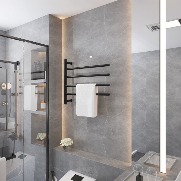 Stor elektrisk hndklestang 63x55x12,5cm | 9007 | Svart