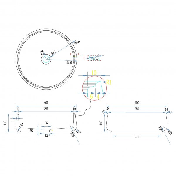 Rund servant 40cm | Svart granitt | 100% naturstein Rund servant 40cm | Svart granitt | 100% naturstein