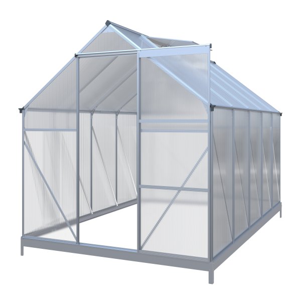 Klassisk drivhus i aluminium 5,9 m² | UV-beskyttet kanalplast og sokkel inkludert Klassisk drivhus i aluminium 5,9 m² | UV-beskyttet kanalplast og sokkel inkludert
