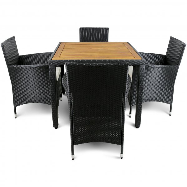 Liten spisegruppe hagemøbler i kunstrotting med 4 stoler Liten spisegruppe hagemøbler i kunstrotting med 4 stoler