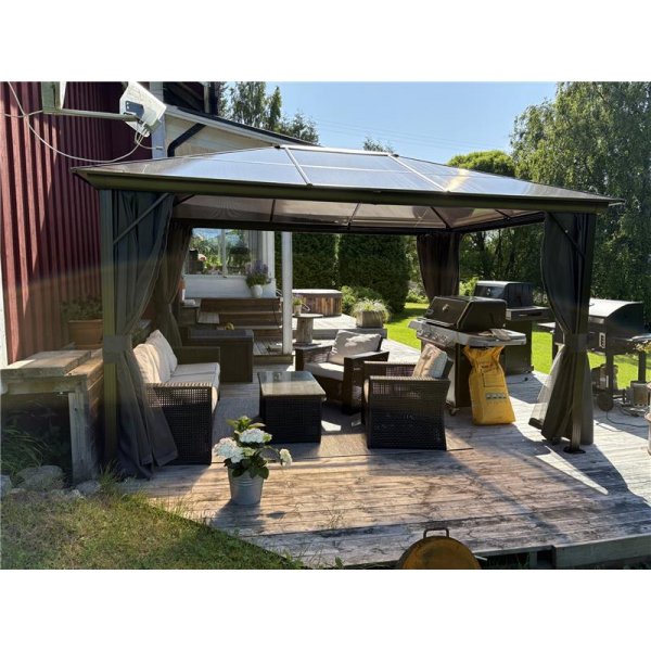 Paviljong premium 4 × 3 m | Tak i kanalplast | Inkl. vegger og myggnett Paviljong premium 4 × 3 m | Tak i kanalplast | Inkl. vegger og myggnett