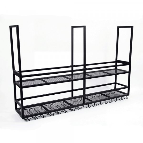 Takhengt vinhylle for kj�kken�y | Vin- og glassholder | 160 � 30 cm | Svart