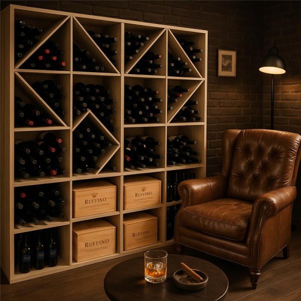 Modulær Vinhylle i Tre | Effektiv vinoppbevaring for 24 Flasker | 60x60x30 cm | Z-design Modulær Vinhylle i Tre | Effektiv vinoppbevaring for 24 Flasker | 60x60x30 cm | Z-design